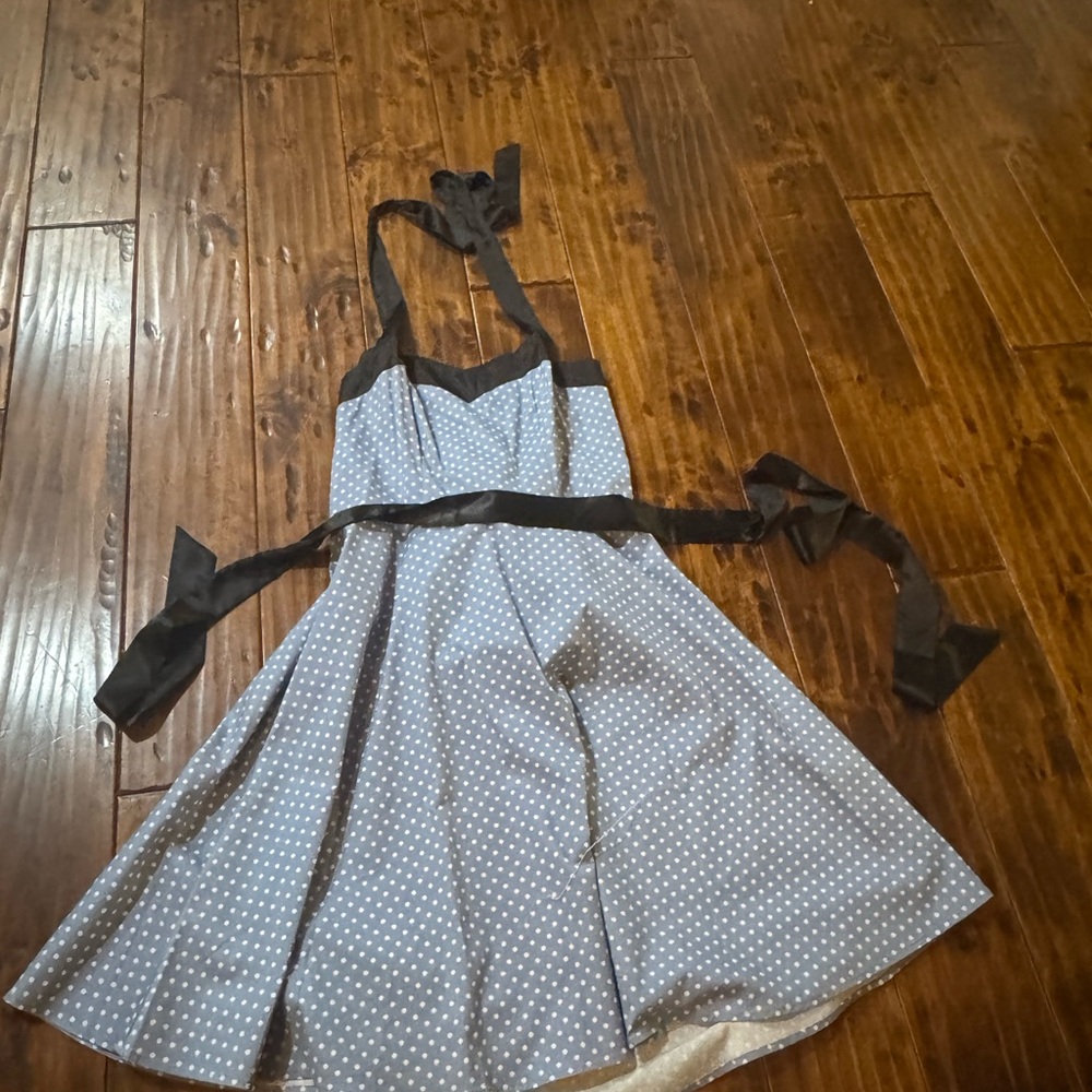 Polka Dot Women's Costume Dress with Black Accents